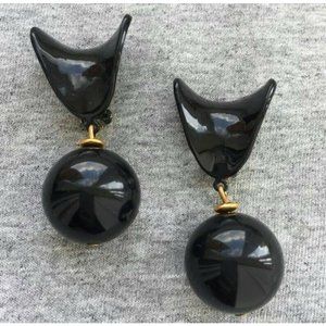 VTG Robert Lee Morris black ball drop EARRINGS Verified Authentic